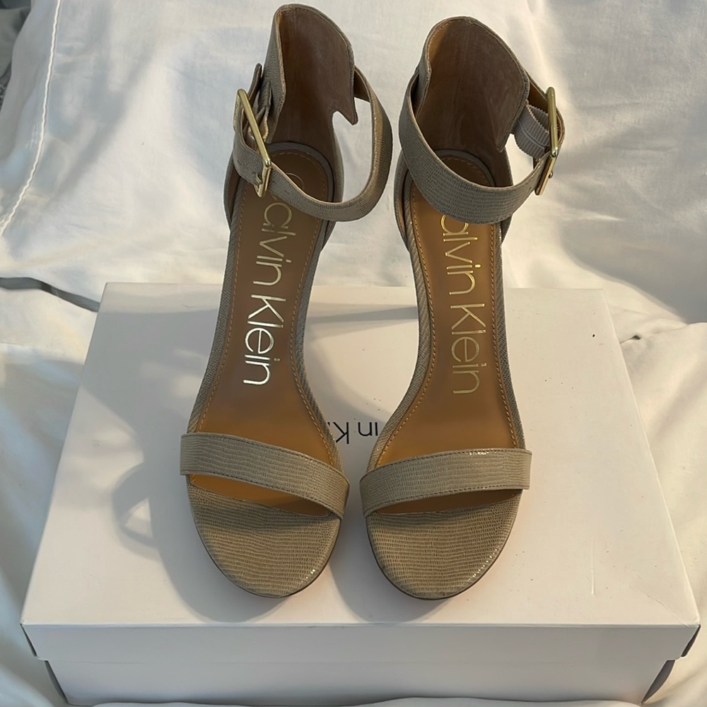 Authentic Calvin Klein Python Embossed Sandal W/S… - image 1